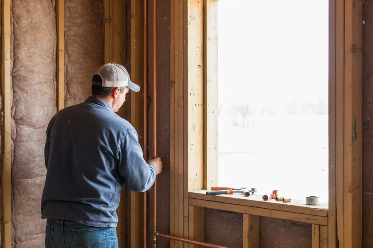 Licensed plumber running new copper supply lines in a Burnt Hills home